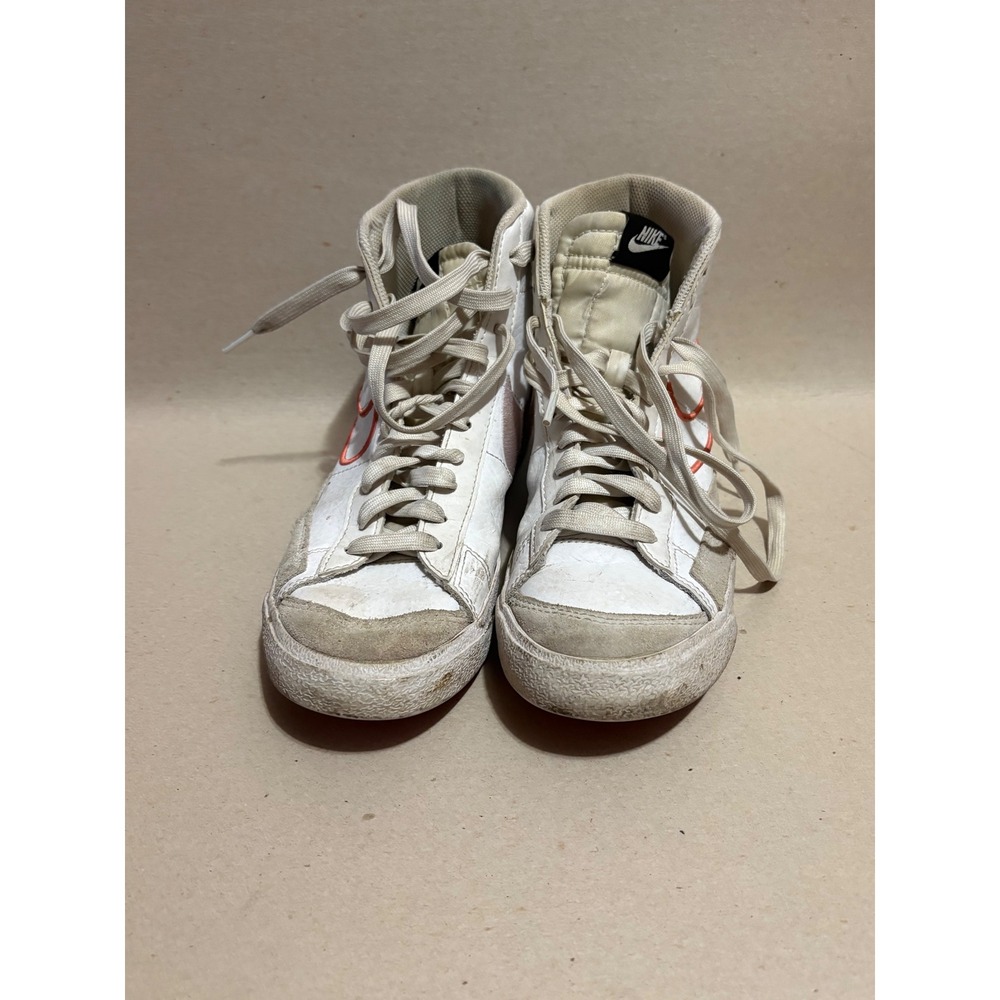 Nike Blazer Mid 77 White Orange Embroidered High Top Sneakers DJ0265-100 7Y 9.5